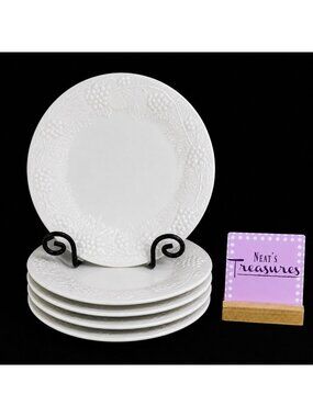 Tabletops VINEYARD Embossed Grape Vines Ceramic Oven Safe Dinner Plates Set of 5